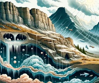 DALL·E-2024-05-24-16.00.39-An-illustration-showing-the-formation-of-an-erosional-cave.-Natural-elements-like-wind-water-and-ice-erode-rock-surfaces-carving-out-caves-over-tim